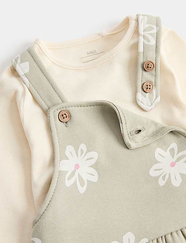 2 Piece Jersey Flower Dungarees with Top (0-3 Yrs) - FI