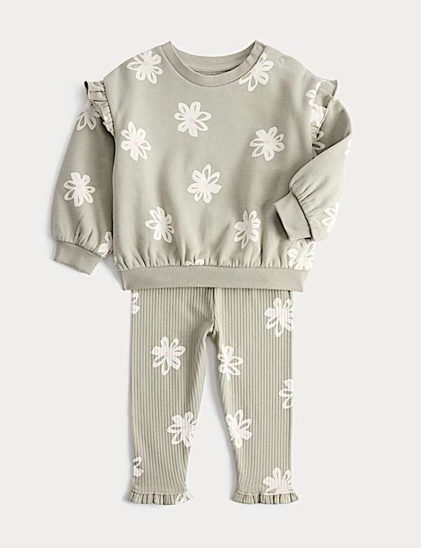 2 Piece Cotton Rich Floral Sweat Outfit (0-5 Yrs)