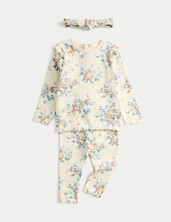 3pc Cotton Rich Jersey Floral Outfit (0-3 Yrs) - IL