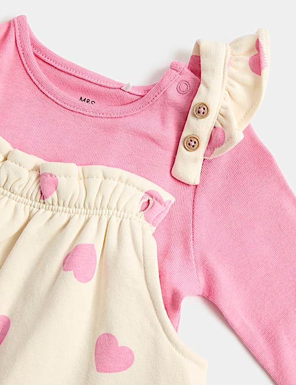 2pc Heart Dungaree and Bodysuit (0-3 Yrs) - NZ