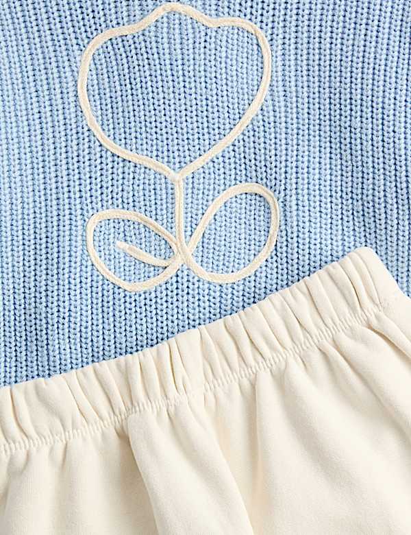 4-delige gebreide outfit van katoen (0-6 jaar) - BE