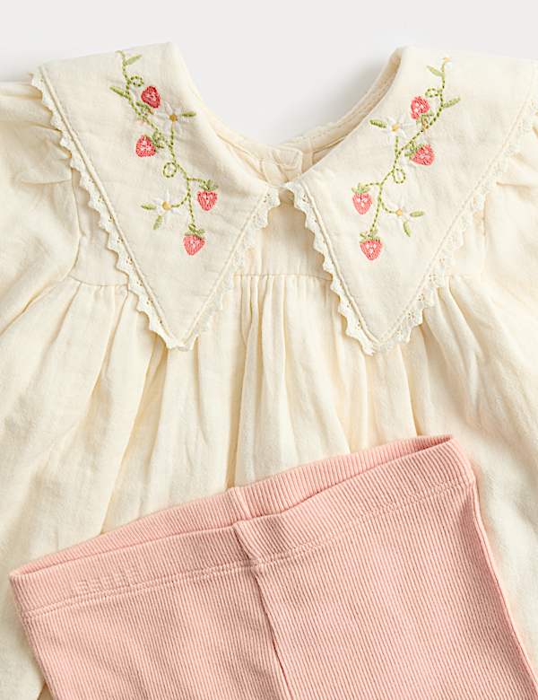 2 Piece Cotton Rich Embroidered Outfit (0-3 Yrs)