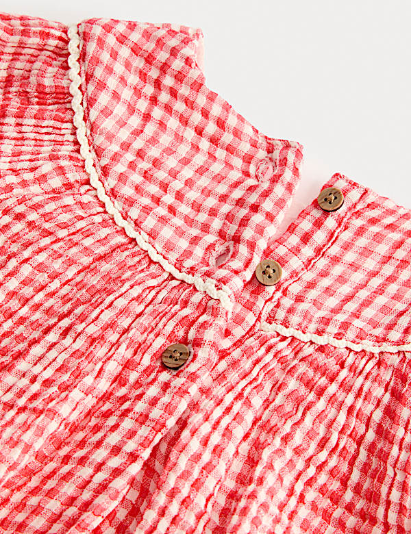 2 Piece Cotton Gingham Dress with Tights (0-3 Yrs)
