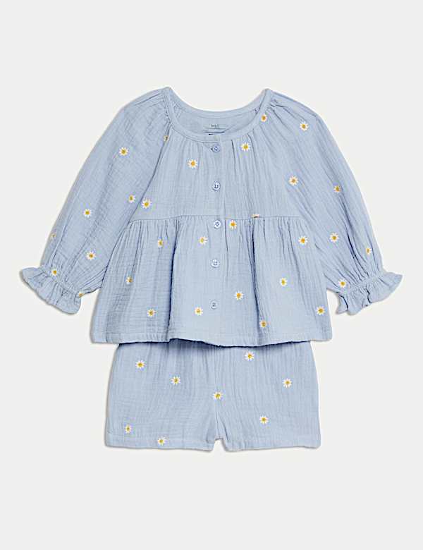 2pc Pure Cotton Embroidered Outfit (0-3 Yrs) - VN