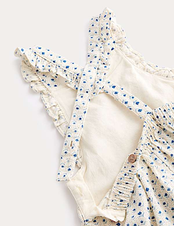 2 Piece Pure Cotton Dungarees with Blouse (0-6 Years) - DE