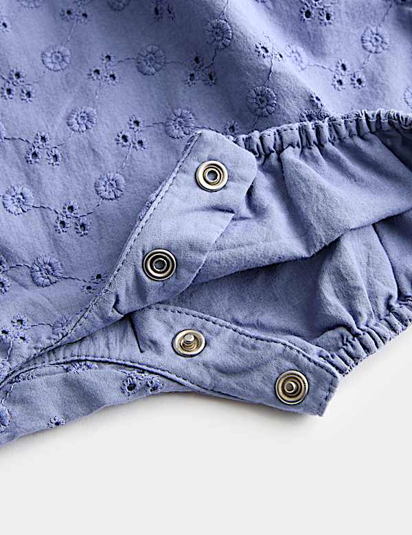 Pure Cotton Broderie Romper (0-3 Yrs)