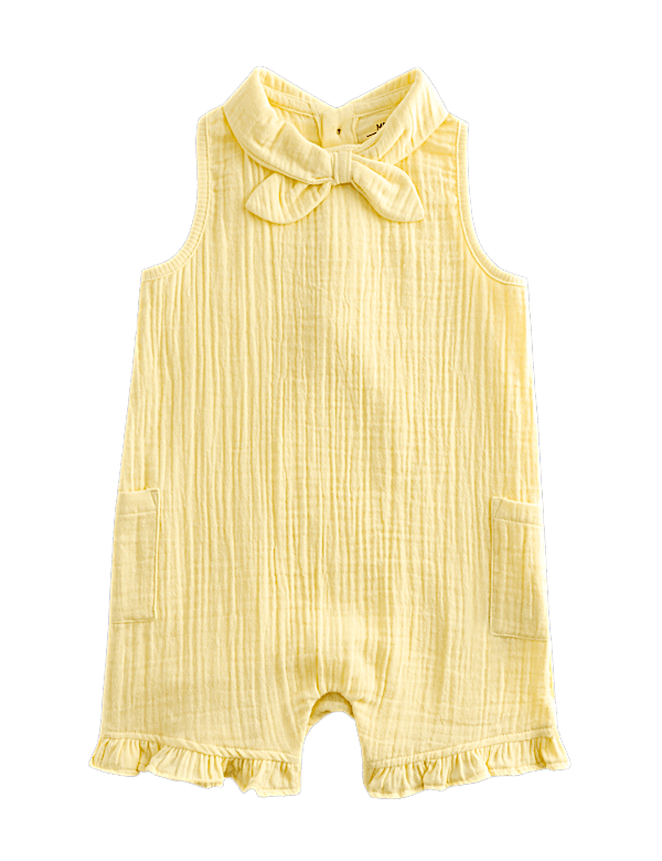 Pure Cotton Tie Collar Romper (0-3 Yrs)