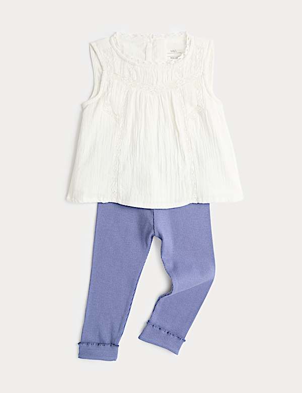 2 Piece Cotton Rich Blouse & Leggings Outfit (0-5 Yrs) - JE