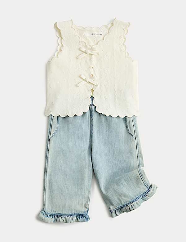 2 Piece Tie Front Waistcoat with Jeans (0-5 Yrs)