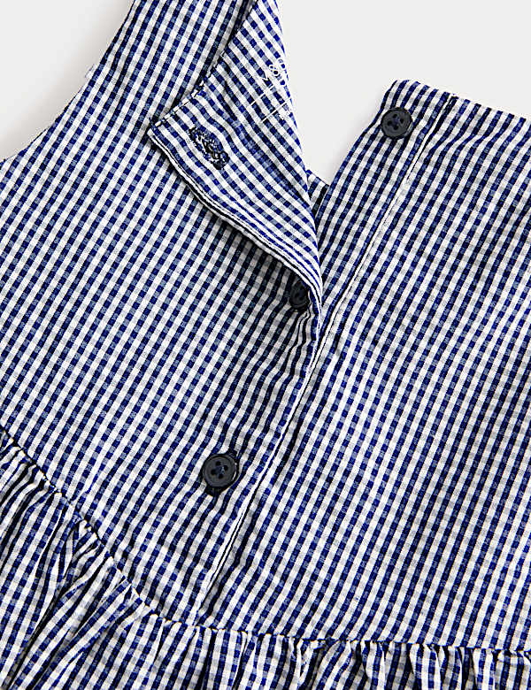 Pure Cotton Embroidered Gingham Dress (0-5 Years)