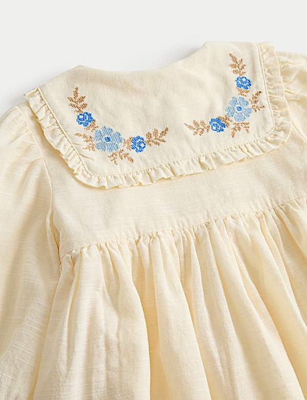 Pure Cotton Embroidered Sailor Collar Dress (0-5 Years) - SK