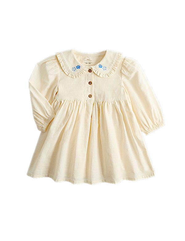 Pure Cotton Embroidered Sailor Collar Dress (0-5 Years)