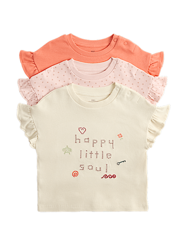 3 Pack Pure Cotton Happy Little Soul Tops (0-5 Yrs)