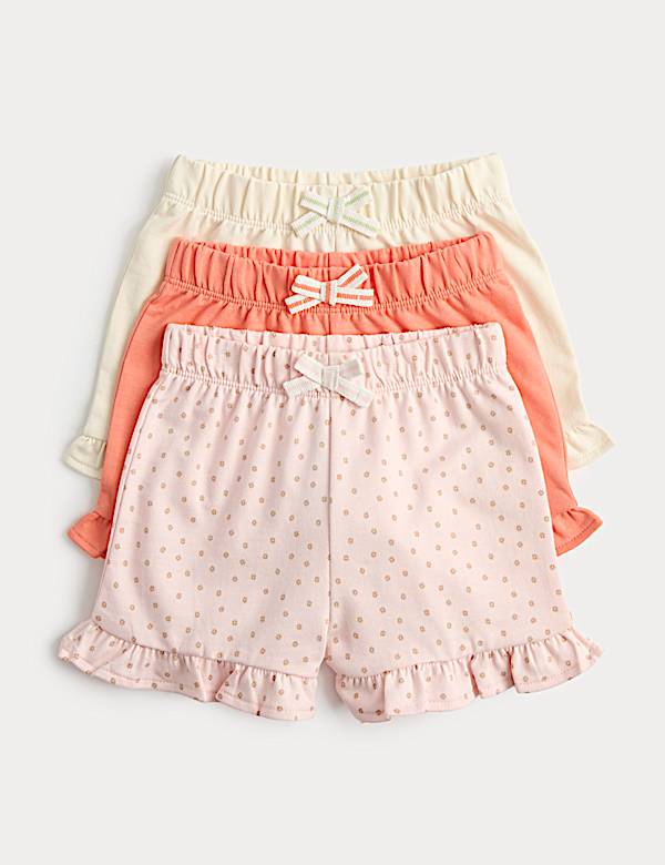 3 Pack Pure Cotton Patterned Shorts (0-5 Yrs)