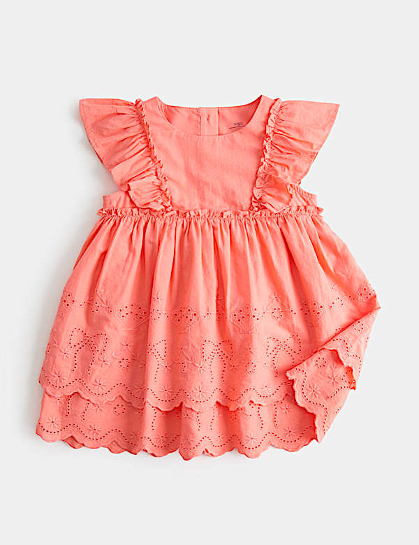 Pure Cotton Broderie Dress (0-5 Yrs)