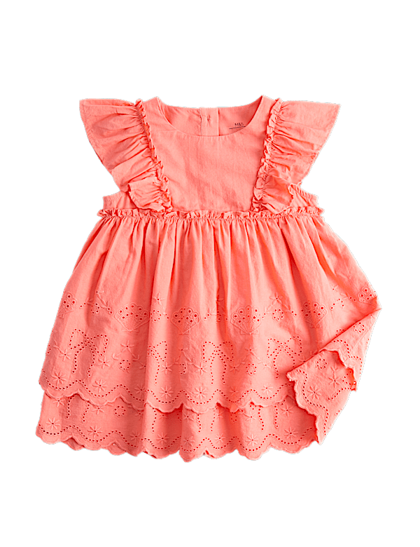 Pure Cotton Broderie Dress (0-5 Yrs)