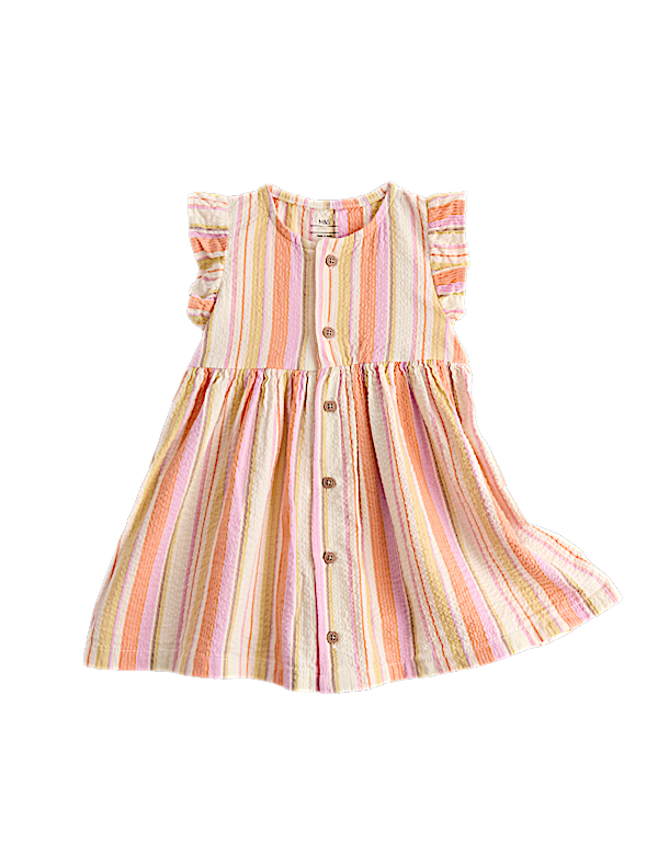 Pure Cotton Striped Button Up Dress (0-5 Yrs)