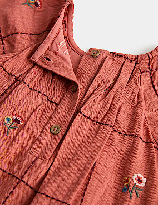 Pure Cotton Embroidered Dress with Tights (0-5 Yrs)