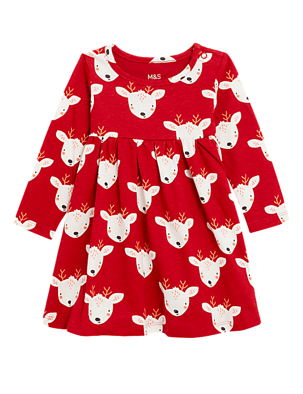 Pure Cotton Reindeer Print Dress