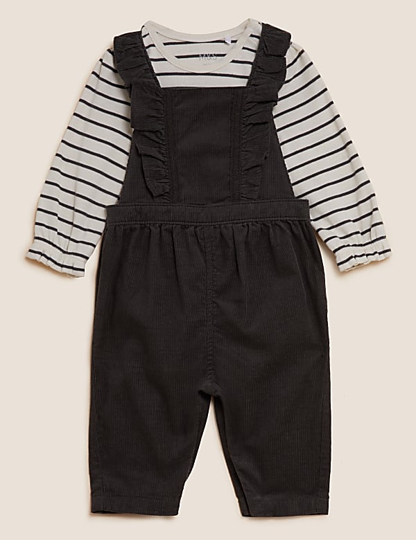 2pc Pure Cotton Dungarees Outfit (0 - 3 Yrs) - AT