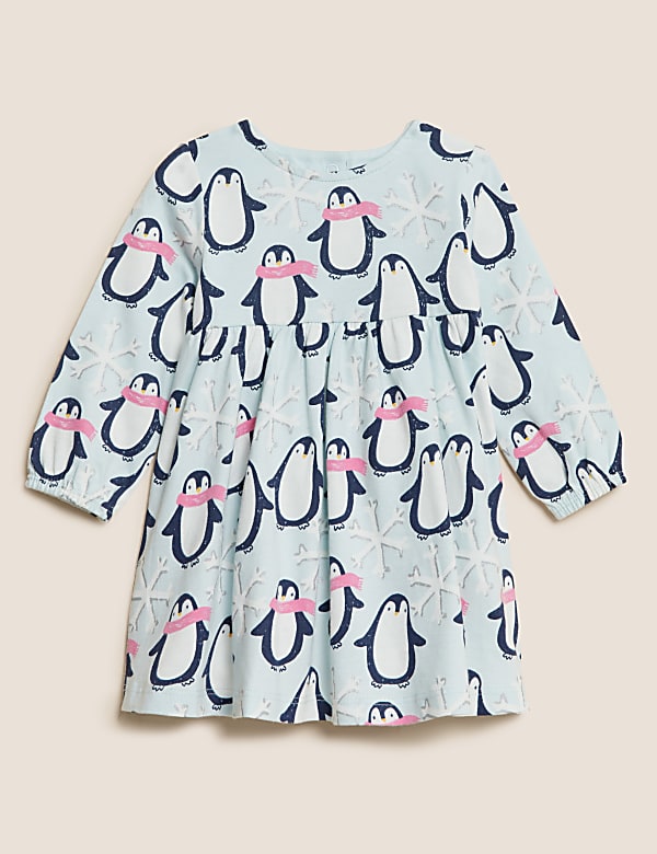 Pure Cotton Penguin Dress (0 - 3 Yrs)