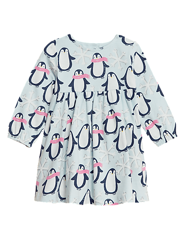 Pure Cotton Penguin Dress (0 - 3 Yrs)