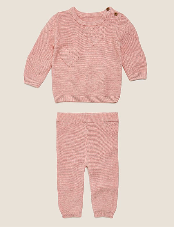 2 Piece Pure Cotton Knitted Heart Outfit