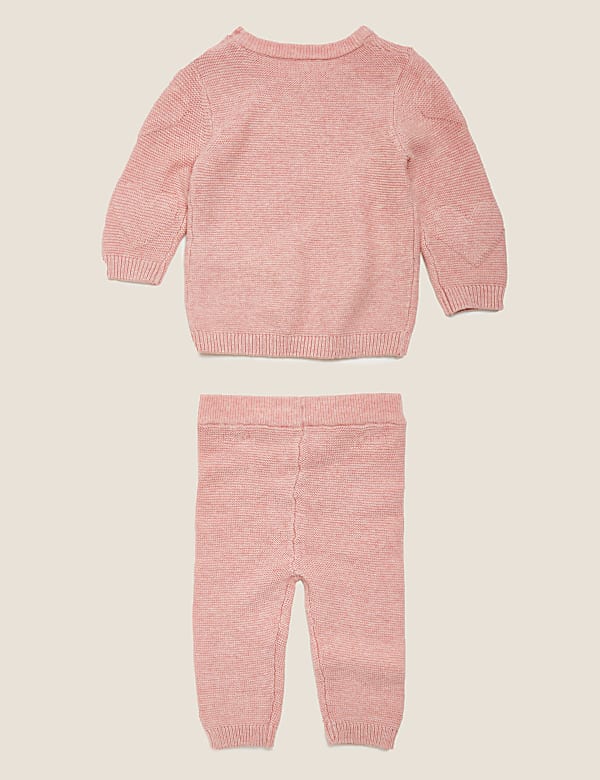 2 Piece Pure Cotton Knitted Heart Outfit