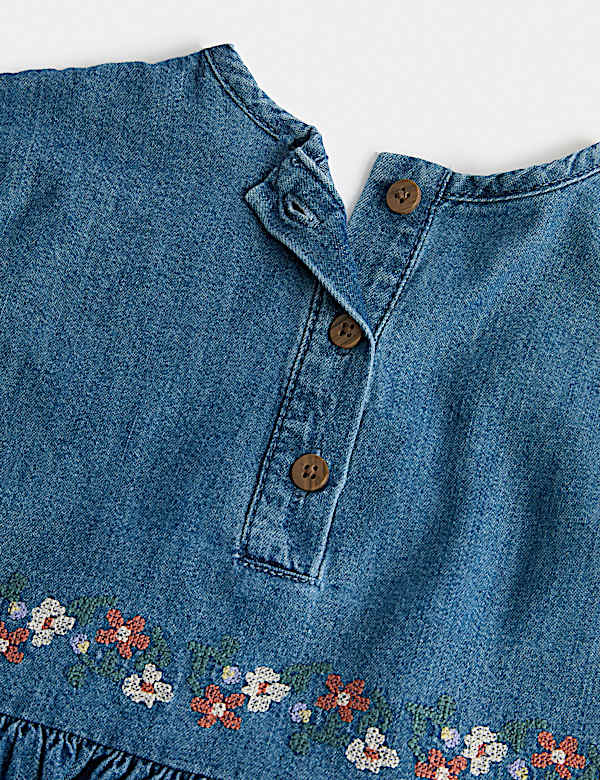 Cotton Rich Embroidered Dress with Tights (0-5 Yrs)