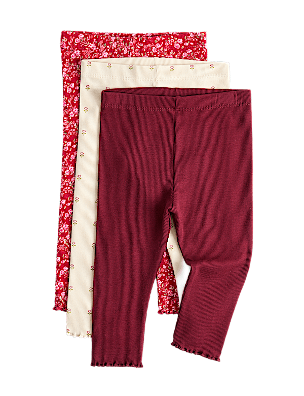 3pk Cotton Rich Patterned Leggings