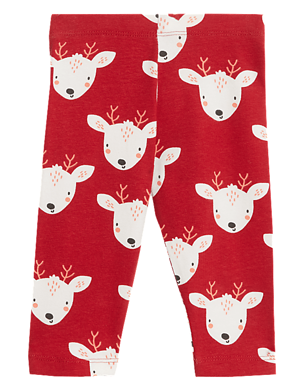 Cotton Rich Reindeer Print Leggings