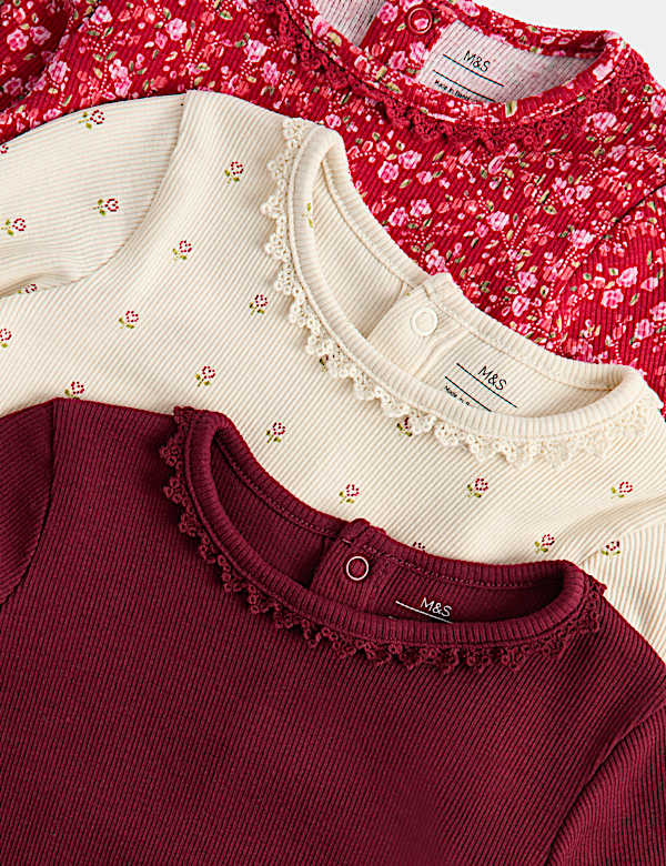 3pk Cotton Rich Patterned Tops