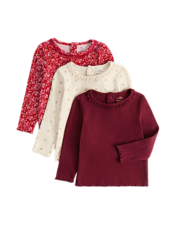 3pk Cotton Rich Patterned Tops