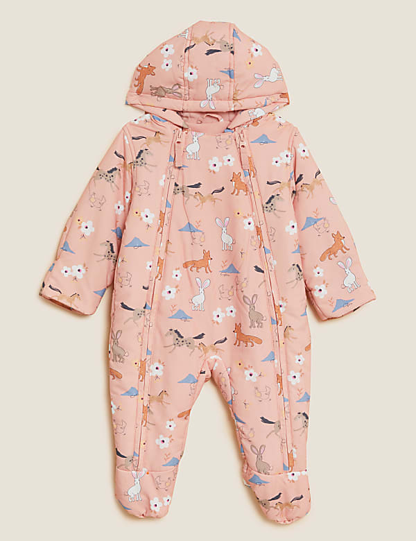 Woodland Printed Snowsuit 0 3 Yrs