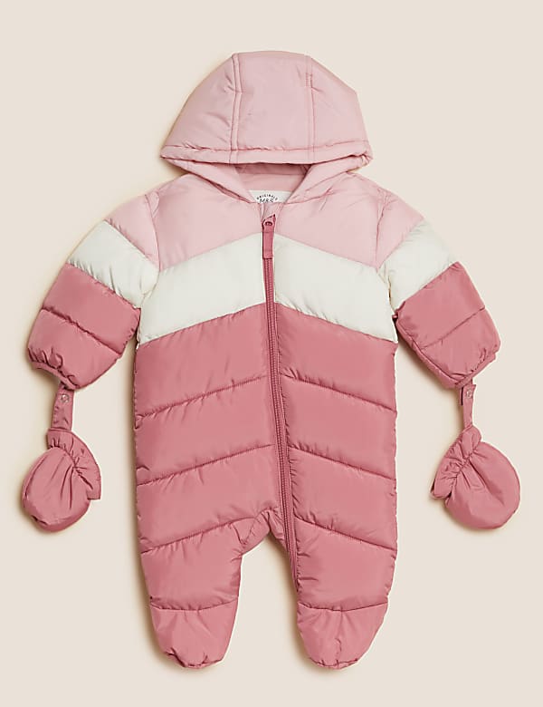 Buy Hooded Colour Block Snowsuit 0 3 Yrs at Marks Spencer