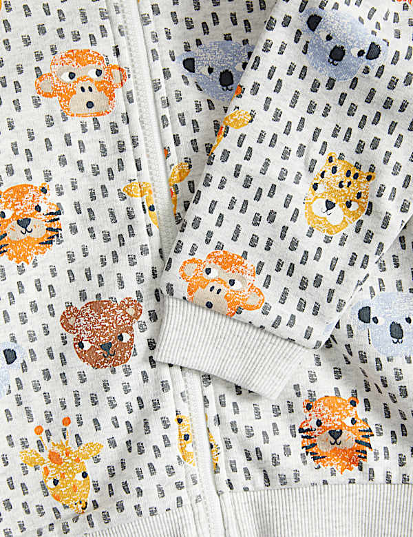 Cotton Rich Animal Print Zip Hoodie (0-3 Yrs)