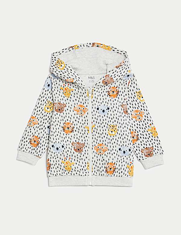 Cotton Rich Animal Print Zip Hoodie (0-3 Yrs)
