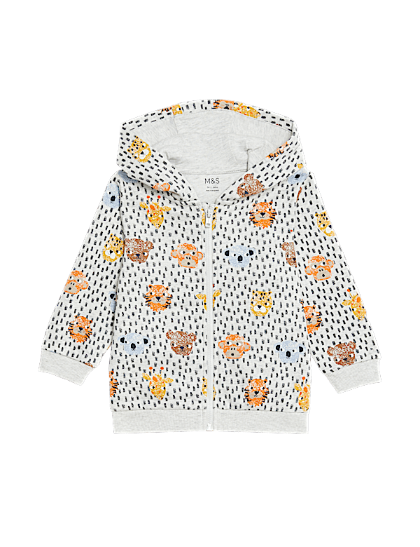 Cotton Rich Animal Print Zip Hoodie (0-3 Yrs)