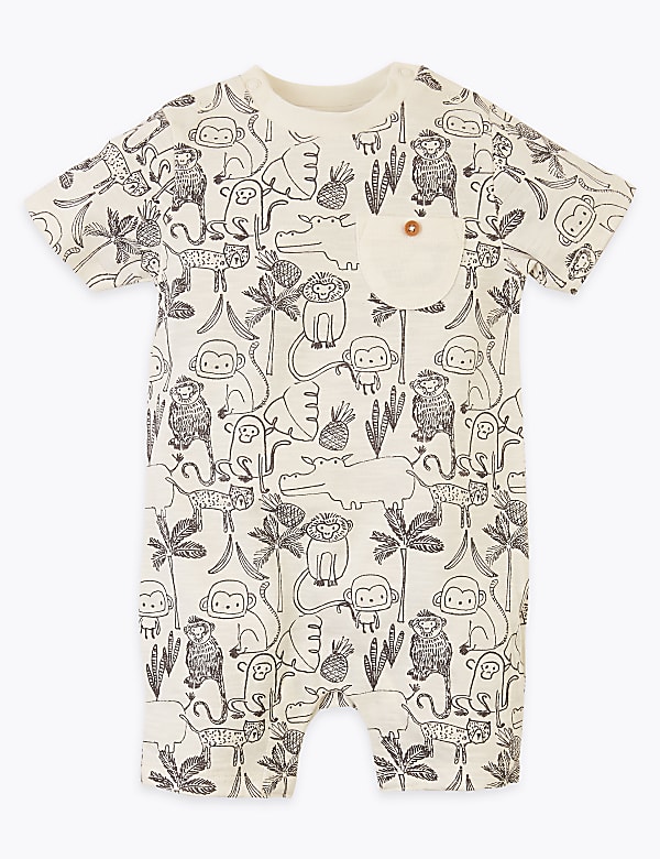2 Pack Pure Cotton Patterned Rompers (0-3 Yrs)