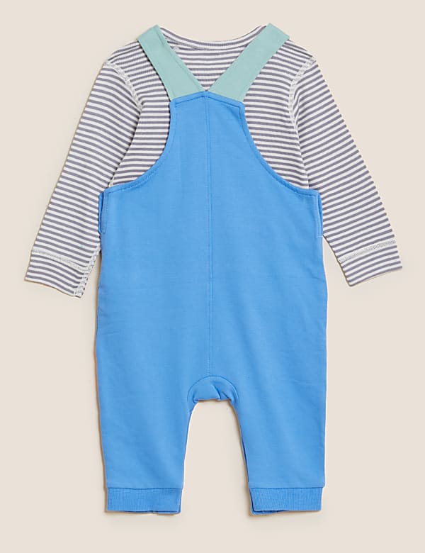 2pc Cotton Rich Dinosaur Dungaree Outfit (0-3 Yrs)
