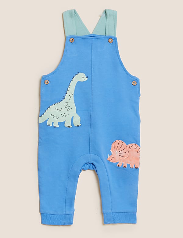2pc Cotton Rich Dinosaur Dungaree Outfit (0-3 Yrs)
