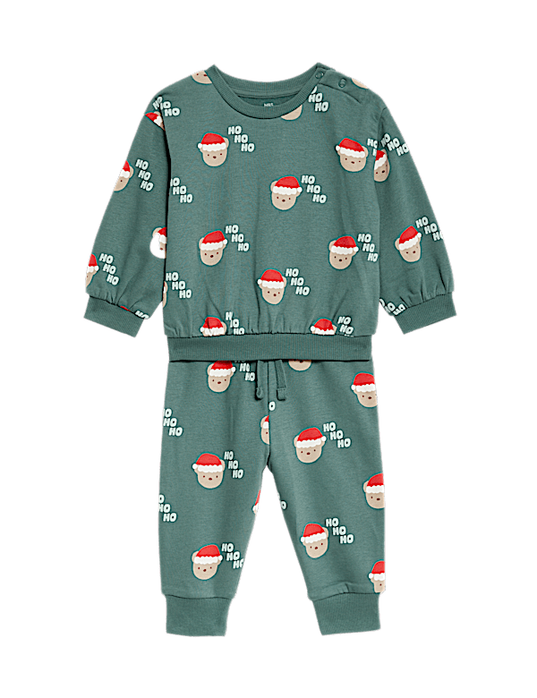 2pc Cotton Rich Santa Bear Sweat Outfit (0-3 Yrs)