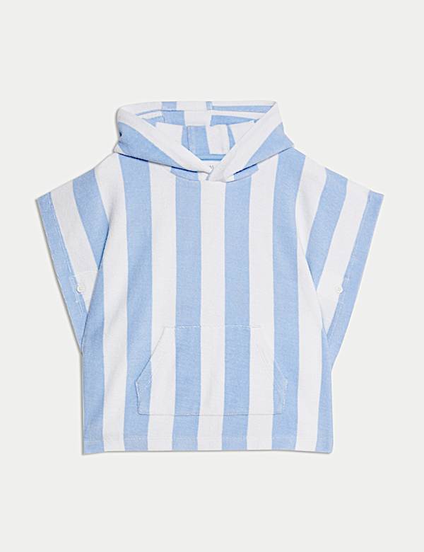 Pure Cotton Striped Towelling Poncho (0-3 Yrs) - VN