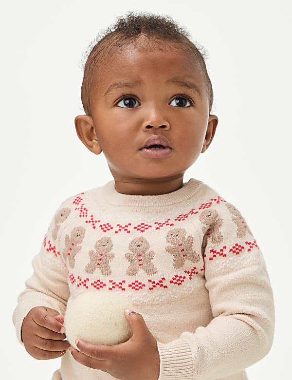 Πλεκτό σύνολο με τεχνική Fair Isle και σχέδιο μπισκότων (0-3 ετών) - GR