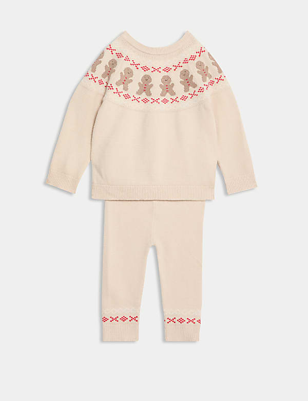 Πλεκτό σύνολο με τεχνική Fair Isle και σχέδιο μπισκότων (0-3 ετών) - GR