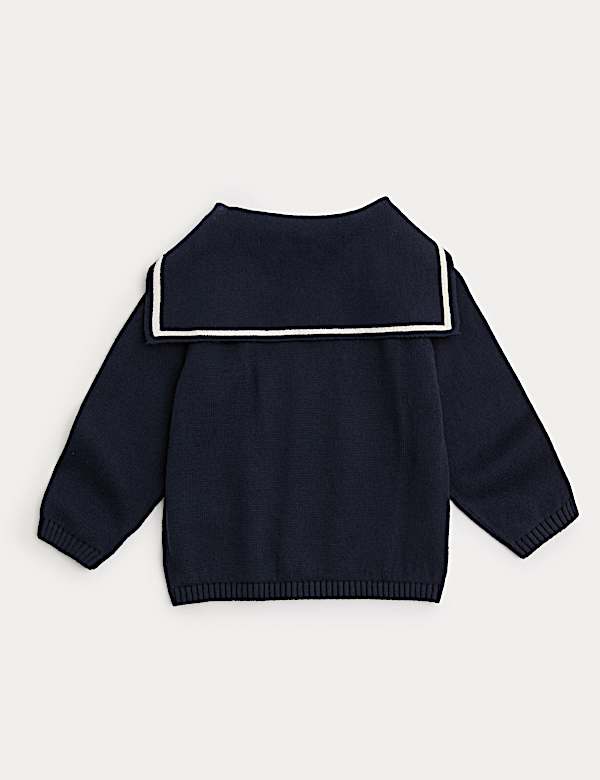 Pure Cotton Sailor Collar Knitted Jumper (0-3 Yrs) - SE