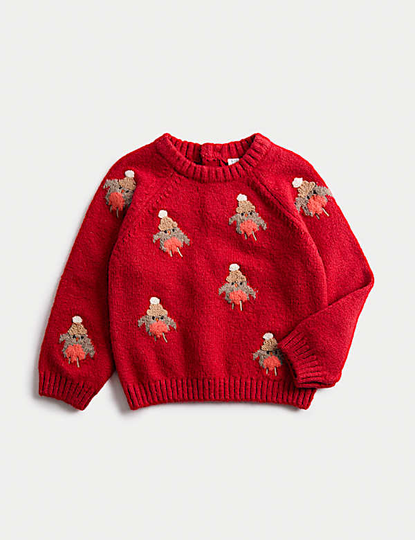 Cotton Blend Robin Knitted Jumper (0 Mths-3 Yrs) - HR