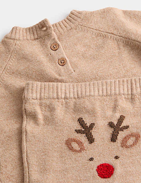 2pc Christmas Reindeer Knitted Outfit (0-3 Yrs) - GR