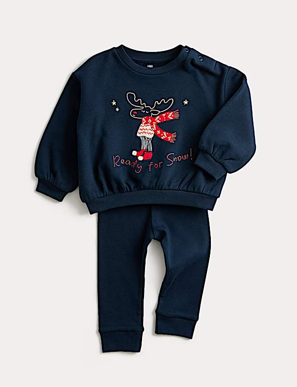 2pc Reindeer Sweatshirt Outfit (0-3 Yrs) - UA