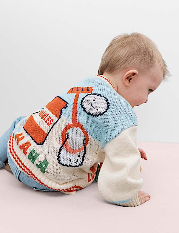 Pure Cotton Graphic Cardigan (0-5 Yrs)